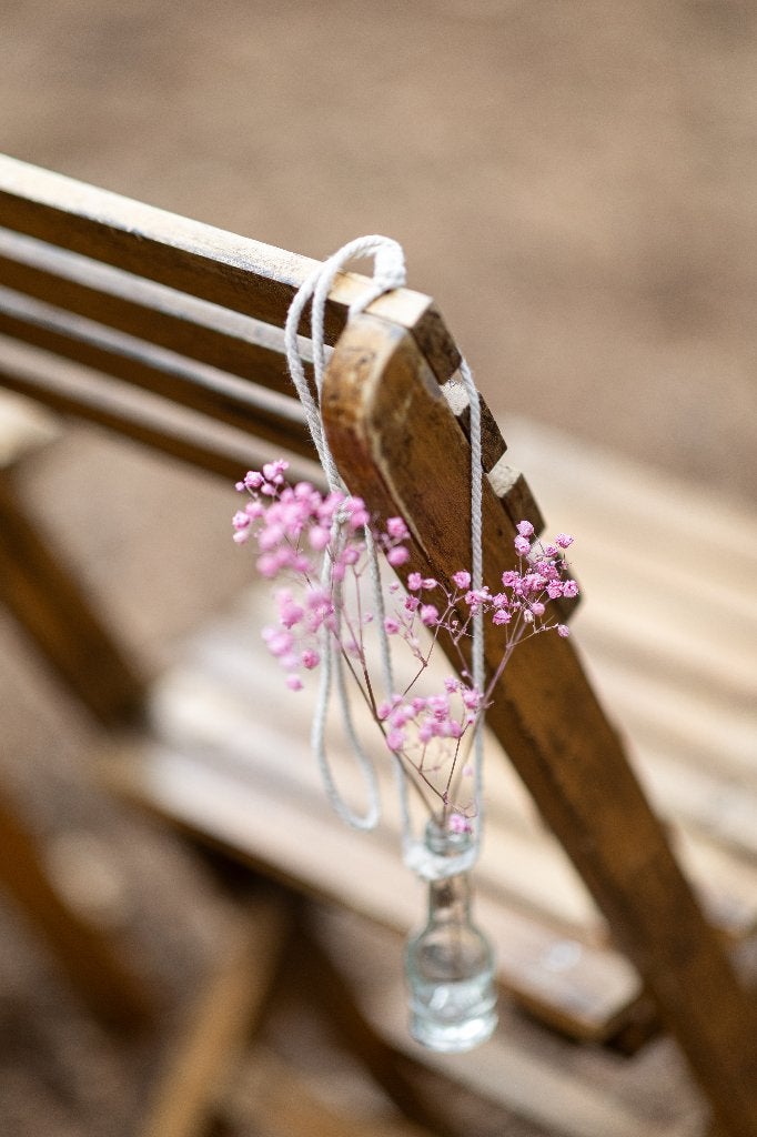 22 mini flesjes vaasjes met hanger (bruiloft decoratie), Geschikt voor buiten, Transparant, Nieuw, Ophalen of Verzenden