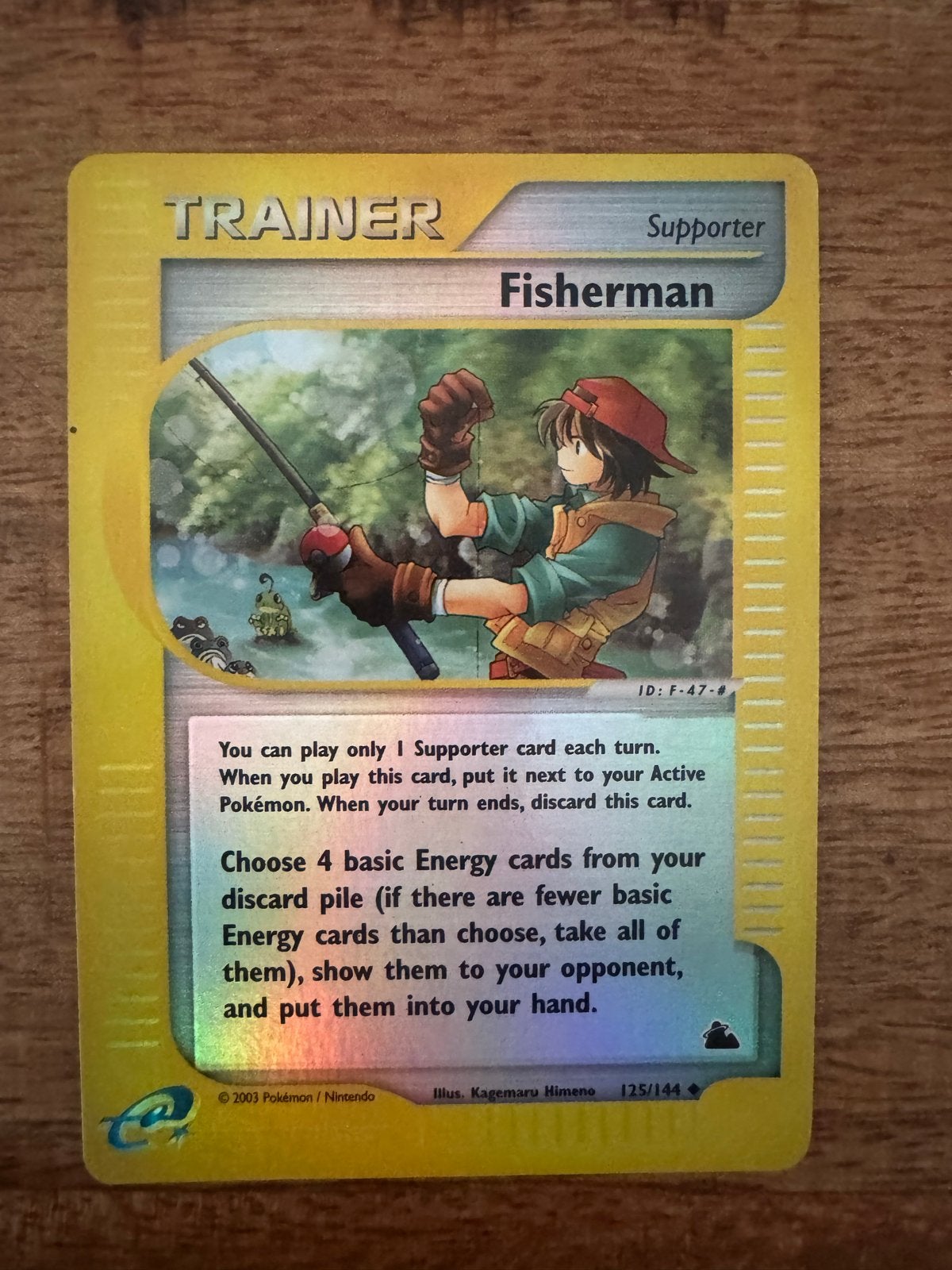 Pokémon TCG Fisherman Trainer Kaart 125/144 EX Ruby & Sapphi, Ophalen of Verzenden, Zo goed als nieuw, Losse kaart, Foil