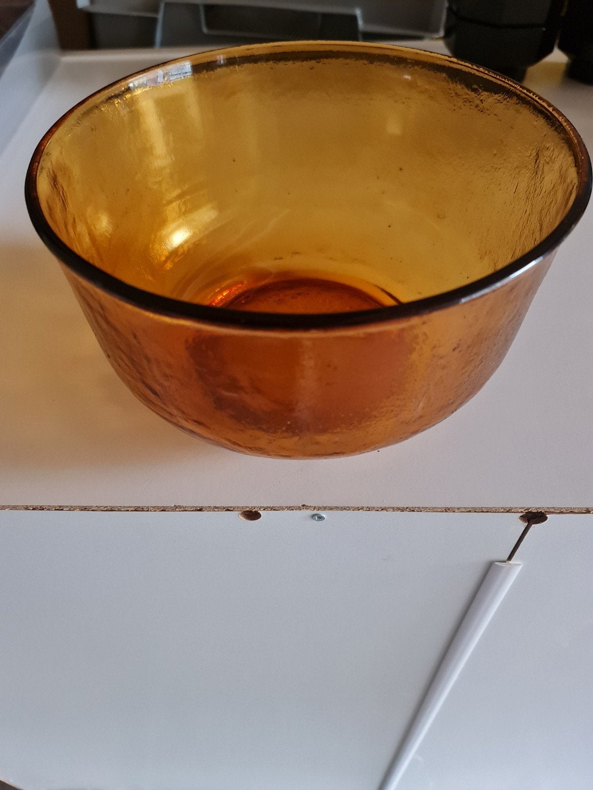 Arcoroc vintage Amber Glazen schaal, Ophalen of Verzenden