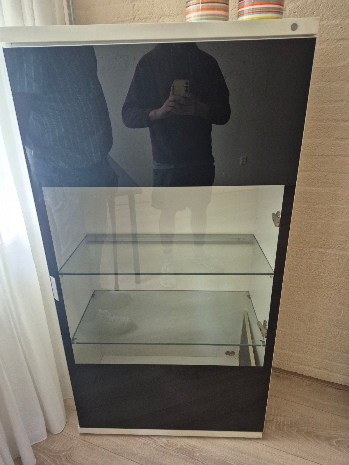 Glazen vitrinekast met schappen - 185x75x32 cm, Ophalen, 50 tot 100 cm, Glas, 150 tot 200 cm