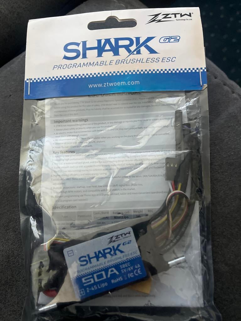 Nieuwe ZTW Shark G2 50A Programmeerbare Brushless ESC, Ophalen of Verzenden, Nieuw