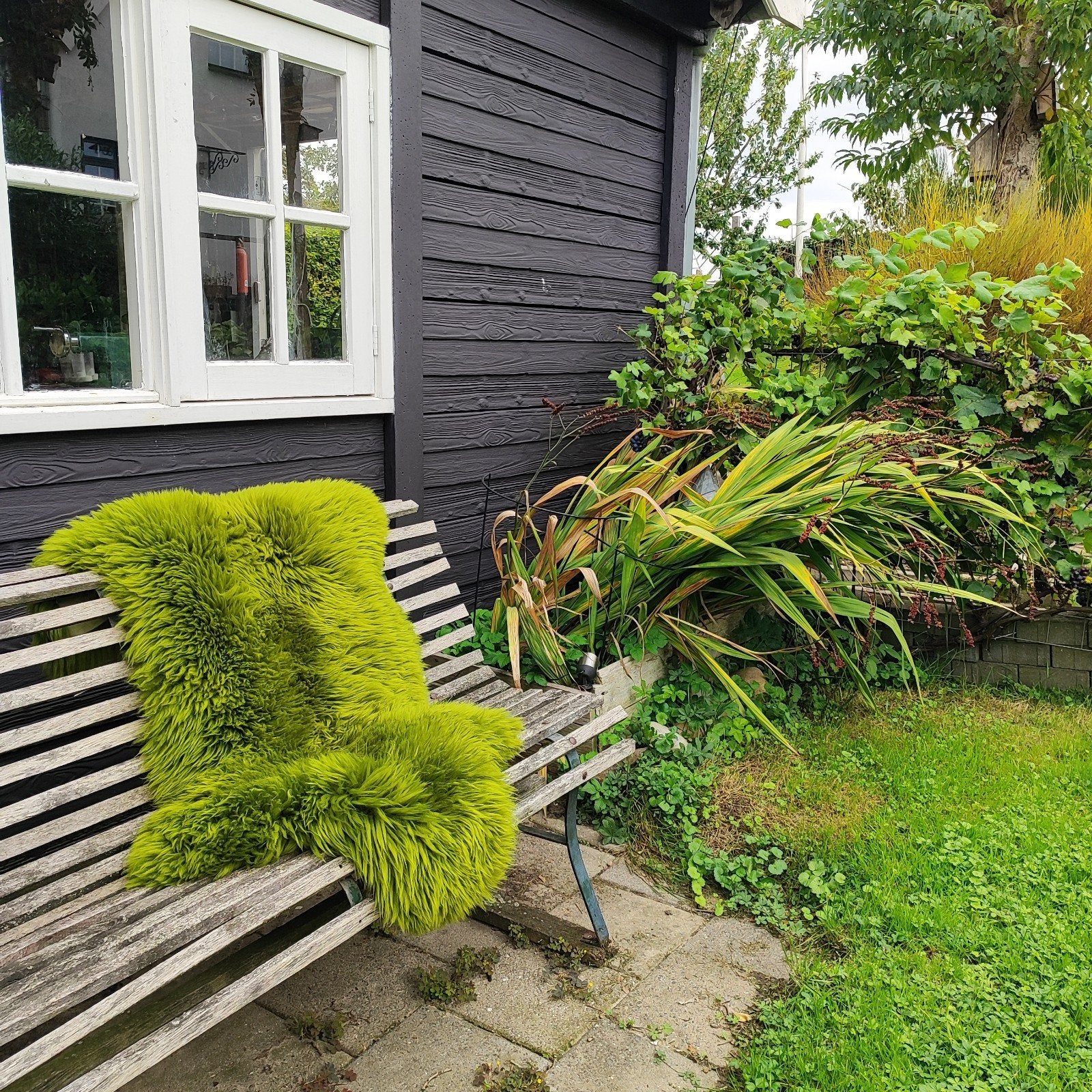 Groen schapenvacht 100x60 cm, 100 tot 150 cm, Zo goed als nieuw, Groen, 50 tot 100 cm