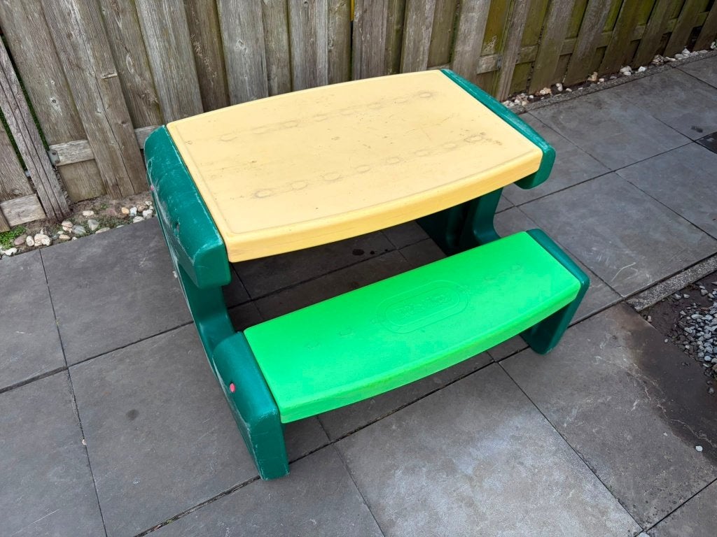 Kinder picknicktafel, Tuin en Terras, Picknicktafels, Overige materialen, Gebruikt, Rechthoekig, Ophalen