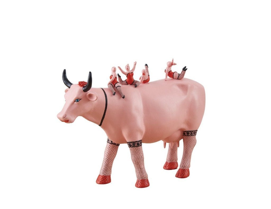 Nieuw Cow Parade koe Addicted to Love XL gratis verzending., Ophalen of Verzenden, Beeld, Steen/keramiek