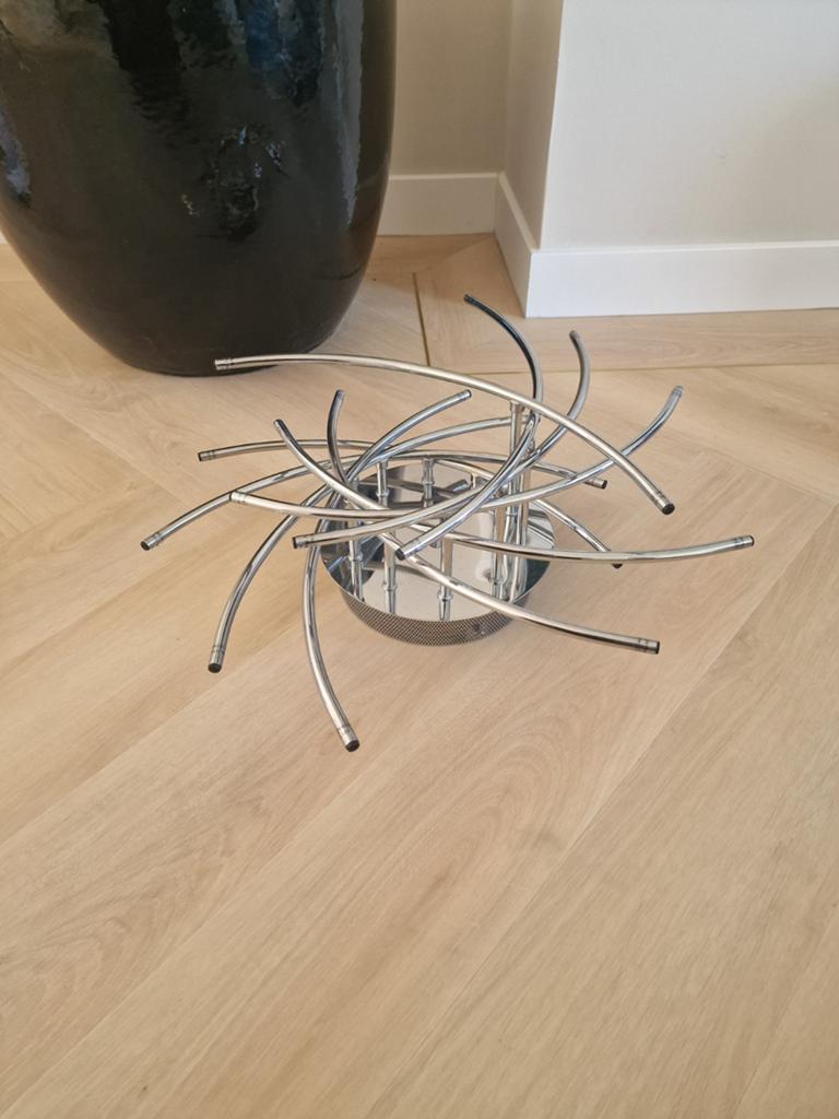 Moderne Chromen Plafondlamp met Spiraal Design, Huis en Inrichting, Lampen | Overige, Ophalen of Verzenden, Gebruikt, Modern, Design, Spiraal
