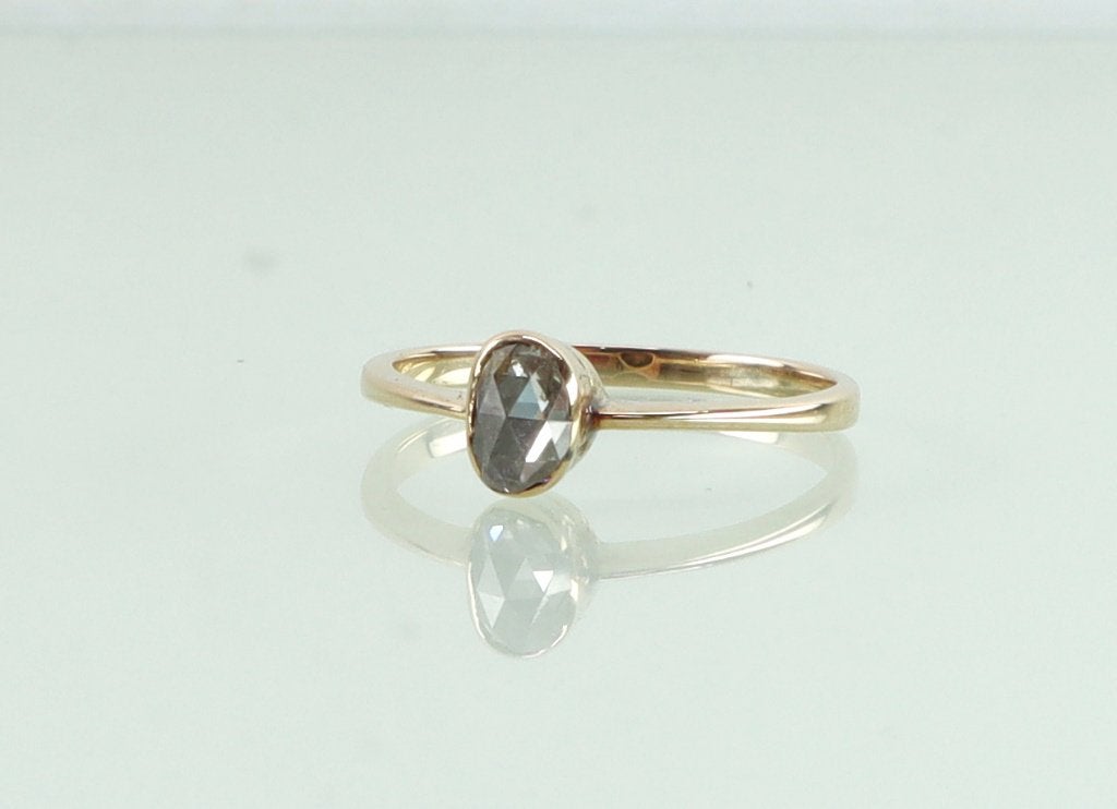 Antieke gouden solitair ring roosdiamant, Ophalen of Verzenden, Goud, Ring, Met edelsteen