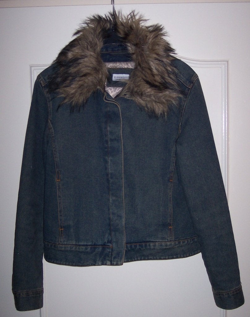 Gevoerde spijkerjas afneembare kraag 40 Vintage ( Jool ), Maat 38/40 (M), Blauw, Ophalen of Verzenden, Clockhouse