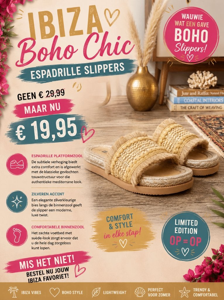 Ibiza boho Chic Espadrille slippers. maat 36 valt als 35, Kleding | Dames, Schoenen, Slippers, Geel, Nieuw, Ophalen of Verzenden