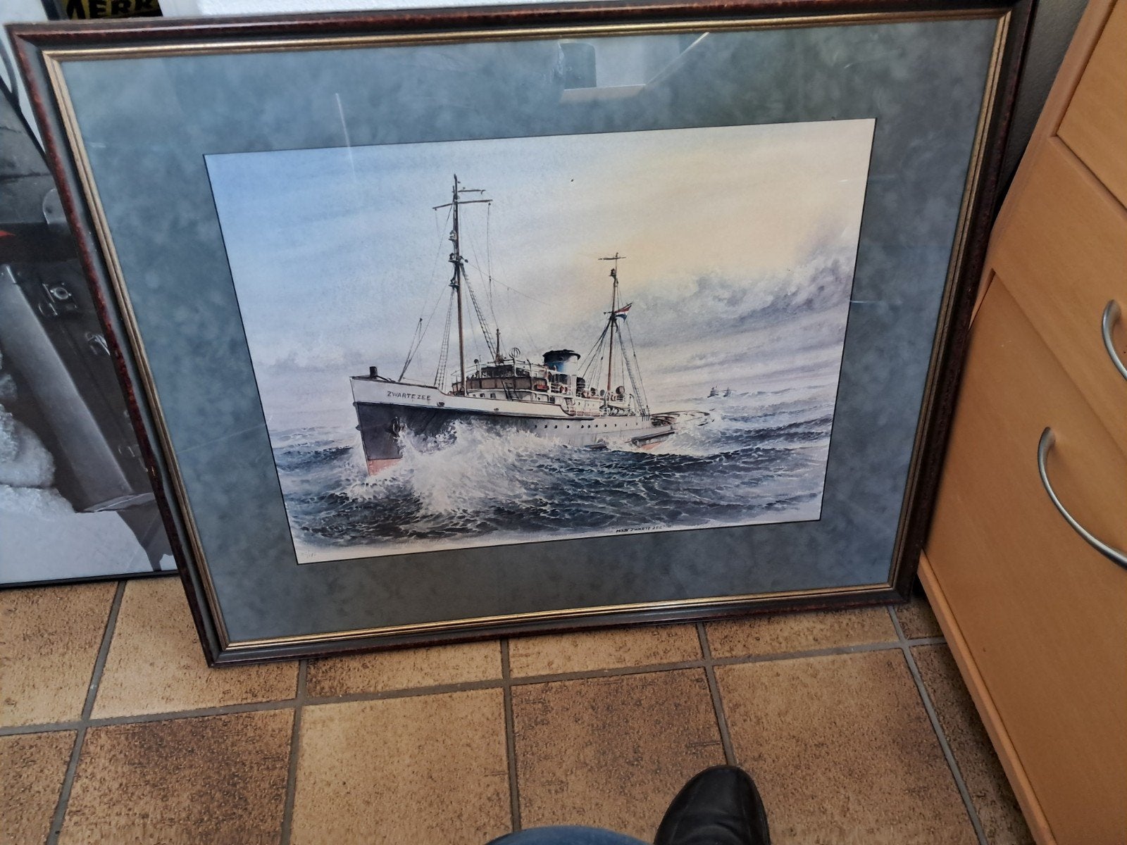 reproductie  schip de Zwarte Zee. met nummering., Ophalen, Oud hollands, Maritiem / water