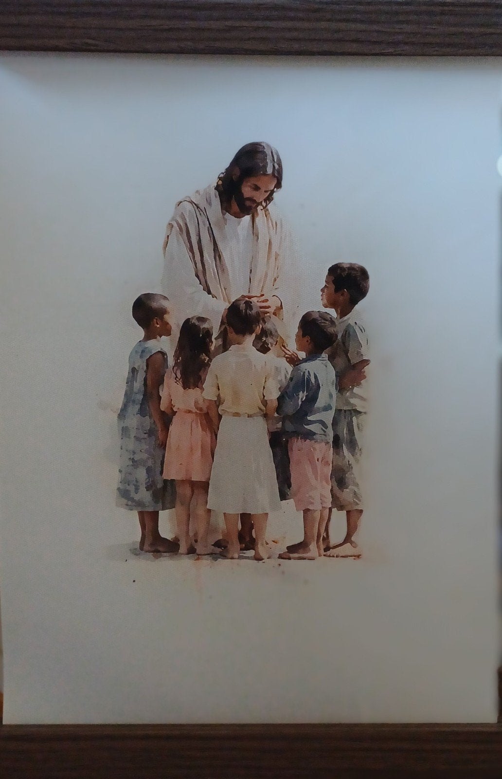 Jezus met kinderen - Ingelijste print, 50 – 75, Minder dan 50 cm, Nieuw, Ophalen of Verzenden