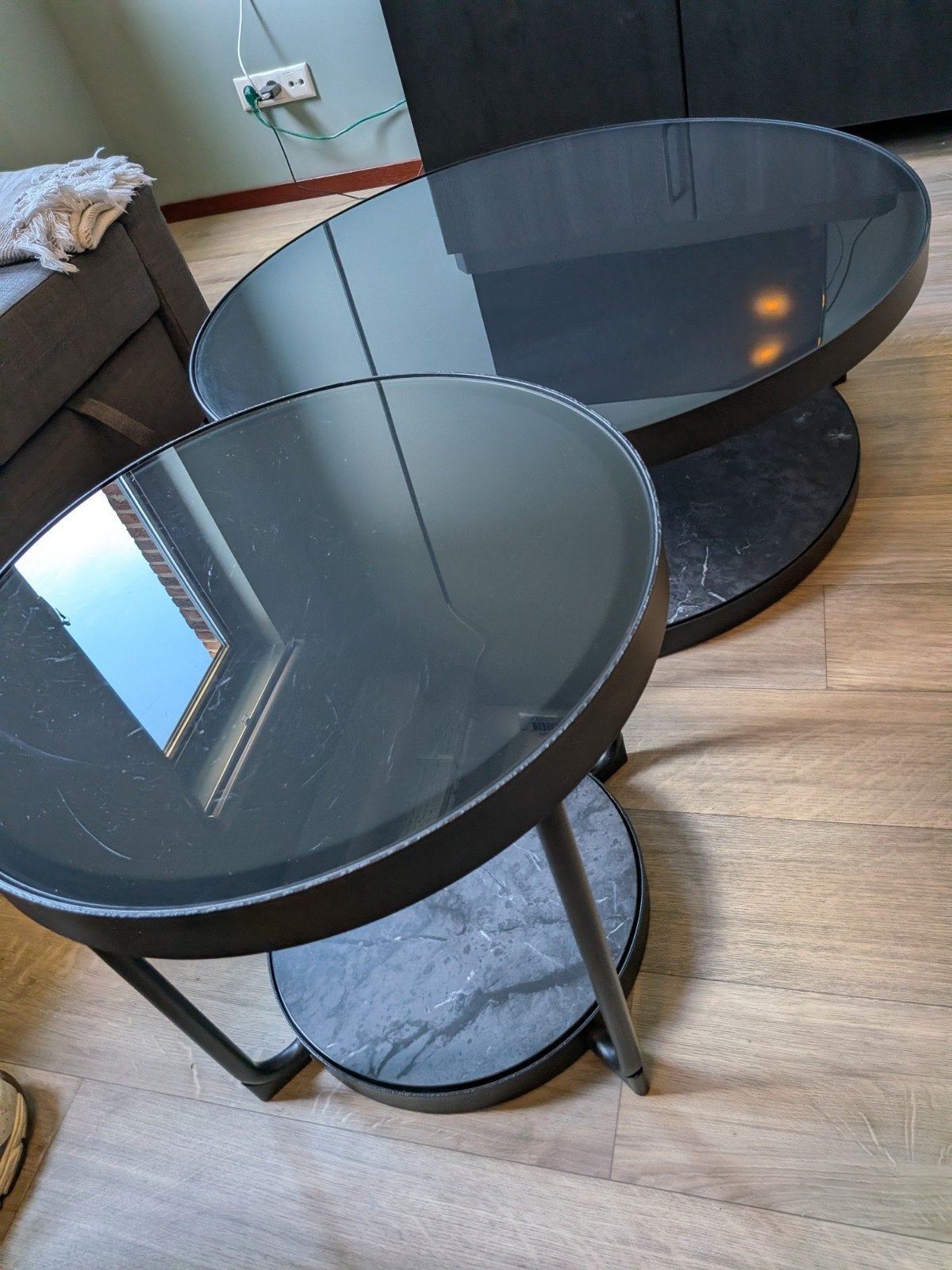 Frötorp salontafel en bijzettafel, Ophalen, Antraciet/marmer, Gebruikt, 50 tot 100 cm
