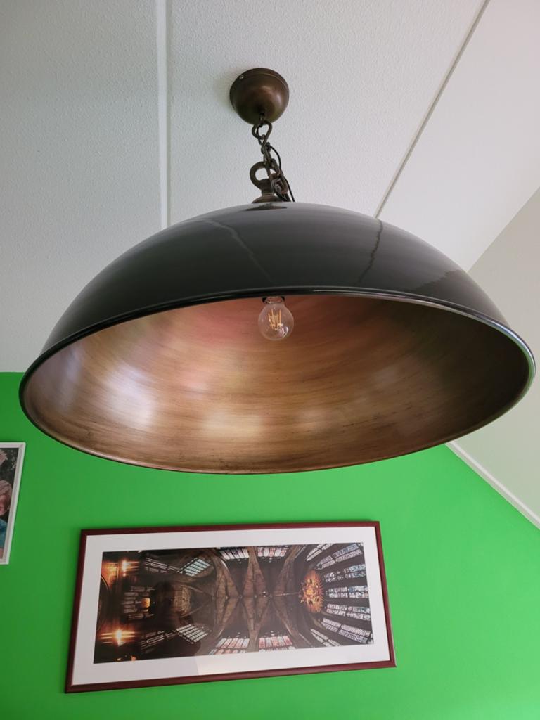 Industriële grote metal lamp hanglamp, Ophalen, 50 tot 75 cm, Zo goed als nieuw, Metaal