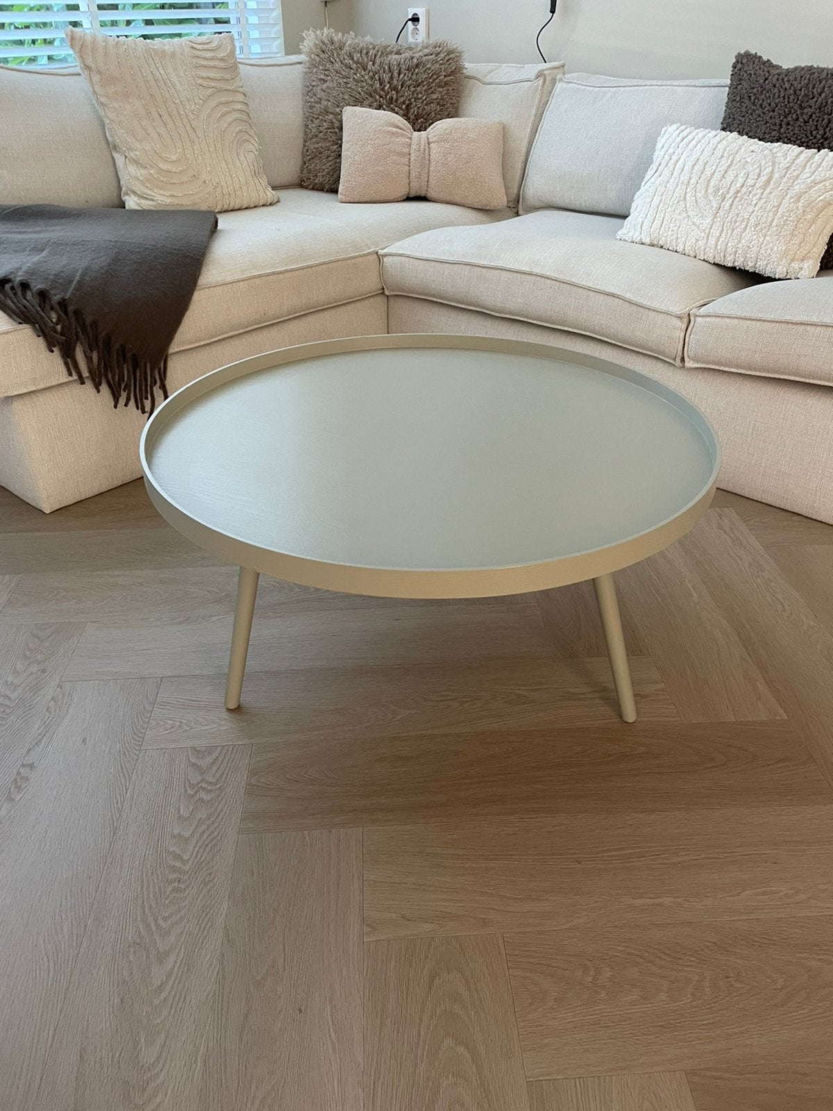 WOOOD bijzettafel Mesa XL rond beige, Ophalen, Gebruikt, 50 tot 100 cm, Rond