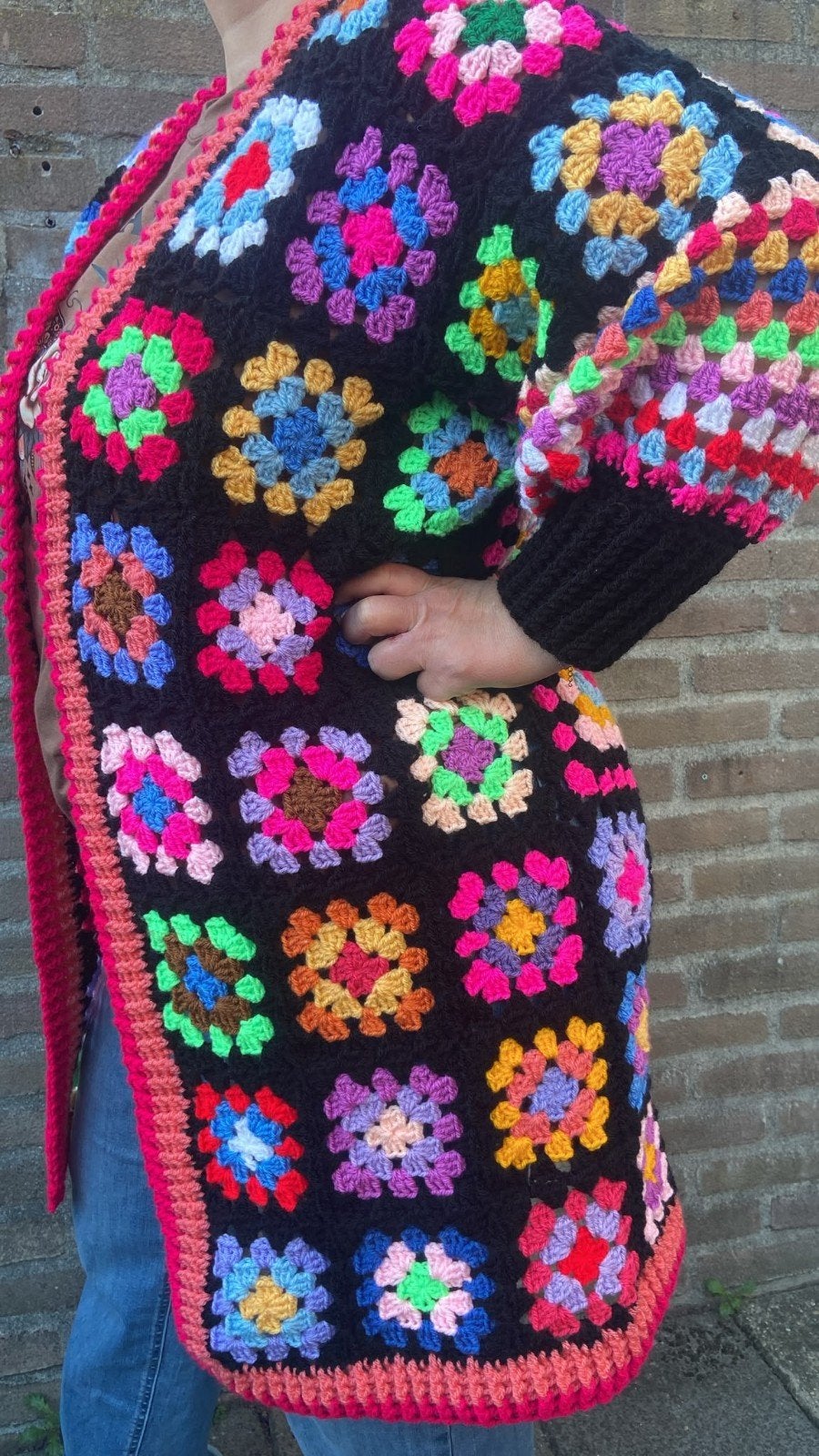 Lang vest granny square in frisse kleuren, Meerkleurig, Maat 46/48 (XL) of groter, Nieuw, Ophalen of Verzenden
