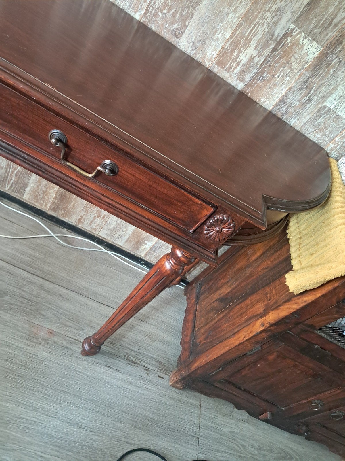Antieke Halvemaan Console sitetable met Lade (Mahonie), Ophalen