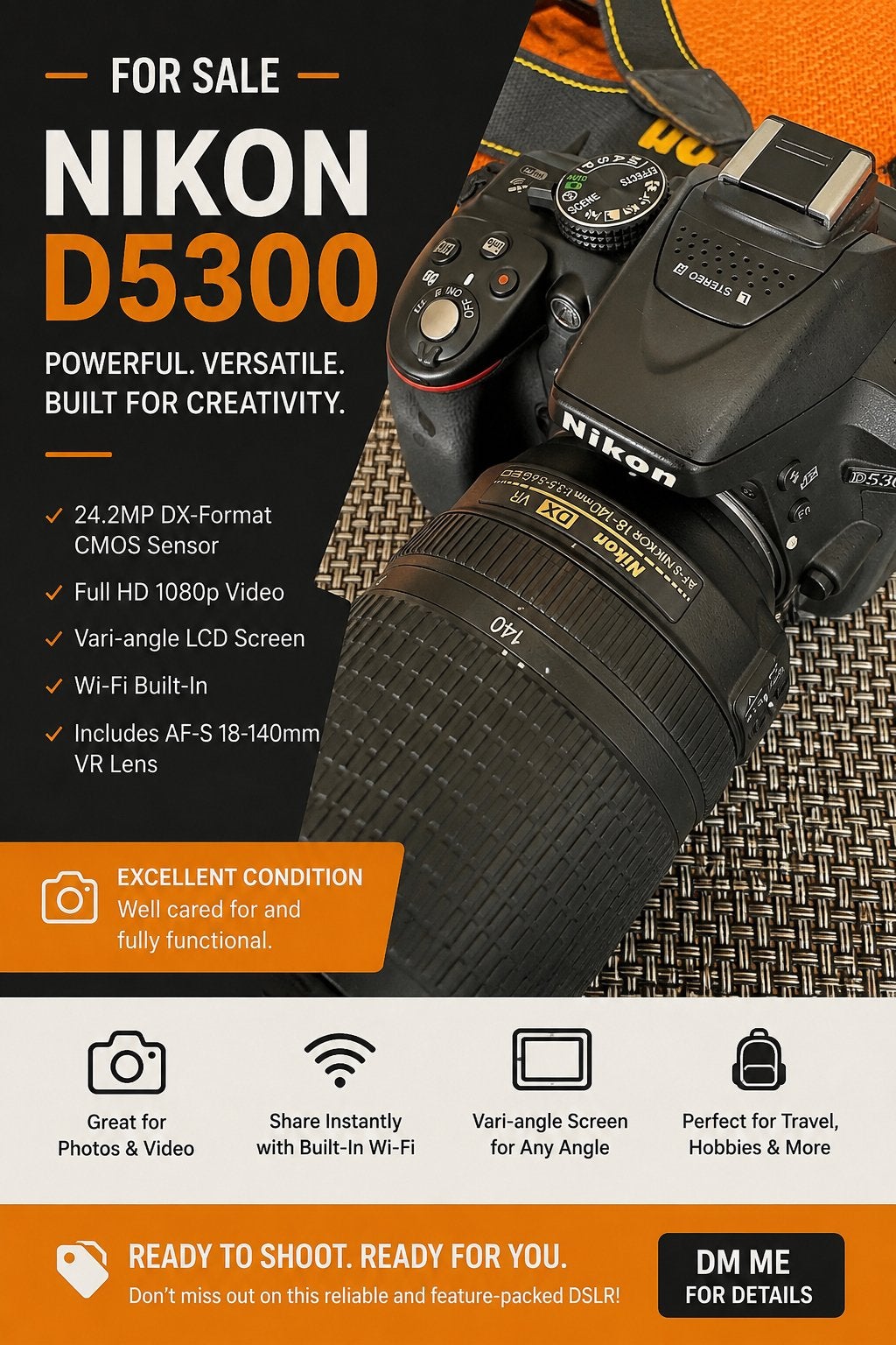 Nikon D5300 DSLR Camera for Sale, Ophalen of Verzenden, Zo goed als nieuw