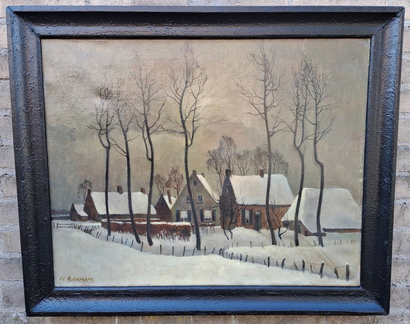 Gé Hurkmans(1911-1984),Winterse rust in buitengebied. 80/66, Ophalen, Nederlandse school, Doek, Olieverf