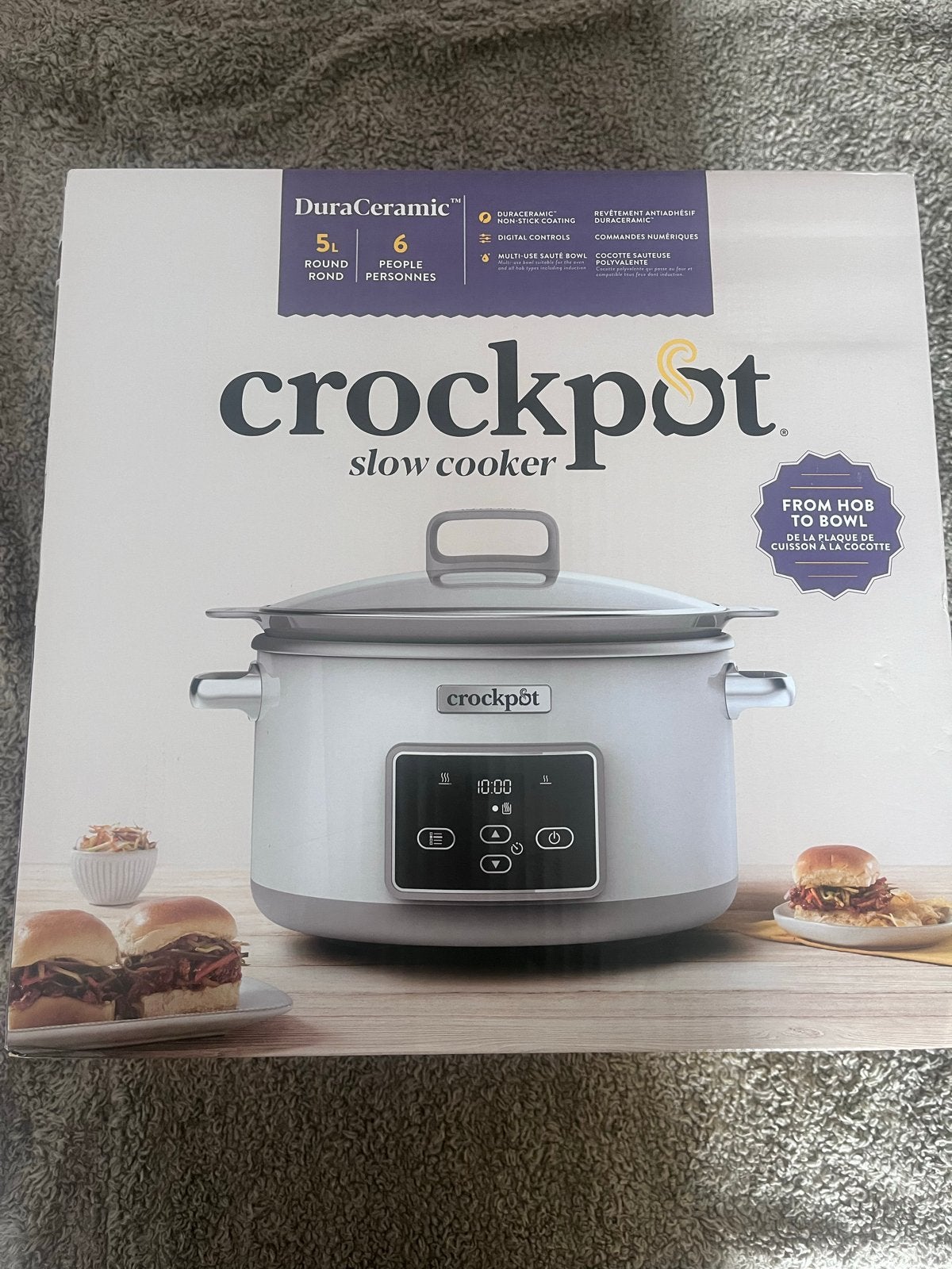 Nieuwe Crock-Pot Slowcooker DuraCeramic 5L Zilver, Ophalen of Verzenden, Nieuw