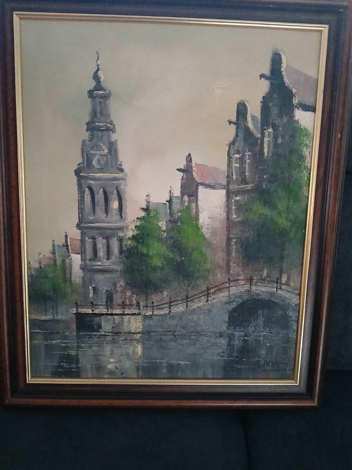 Schilderij Amsterdamse Gracht met Montelbaanstoren, Antiek en Kunst, Ophalen