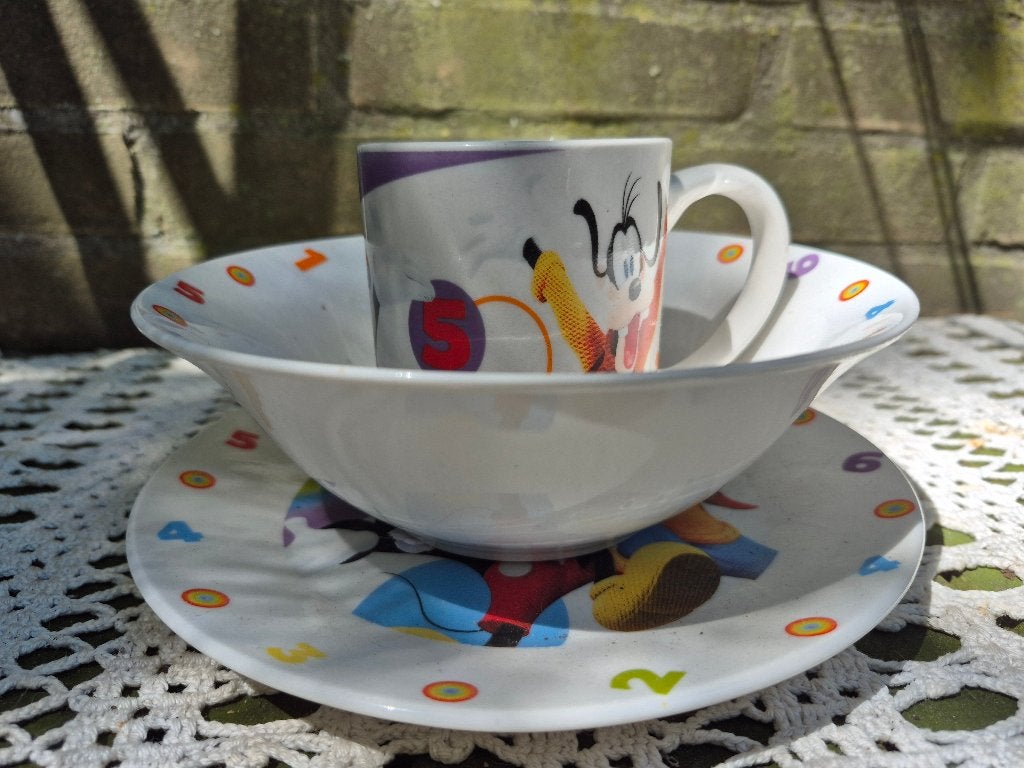 Mickey Mouse ontbijtset, Ophalen of Verzenden, Mickey Mouse, Zo goed als nieuw, Overige typen