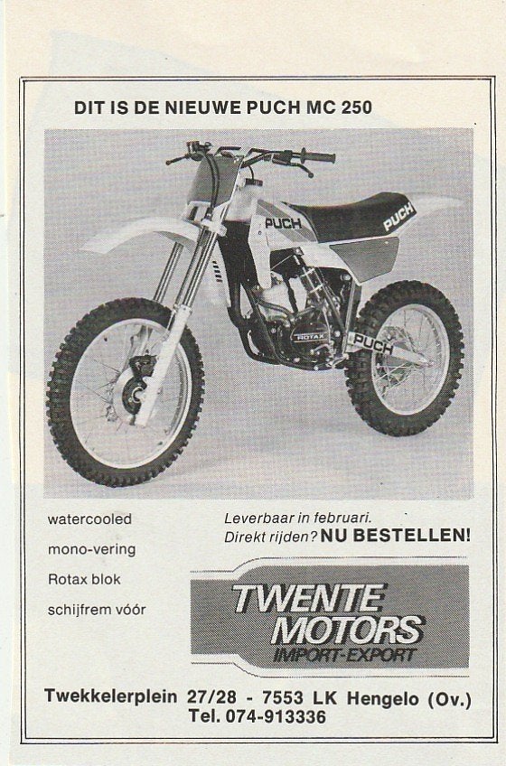 retro reclame 1983 Twente Motors Hengelo Puch MC250, Verzenden, Overige typen