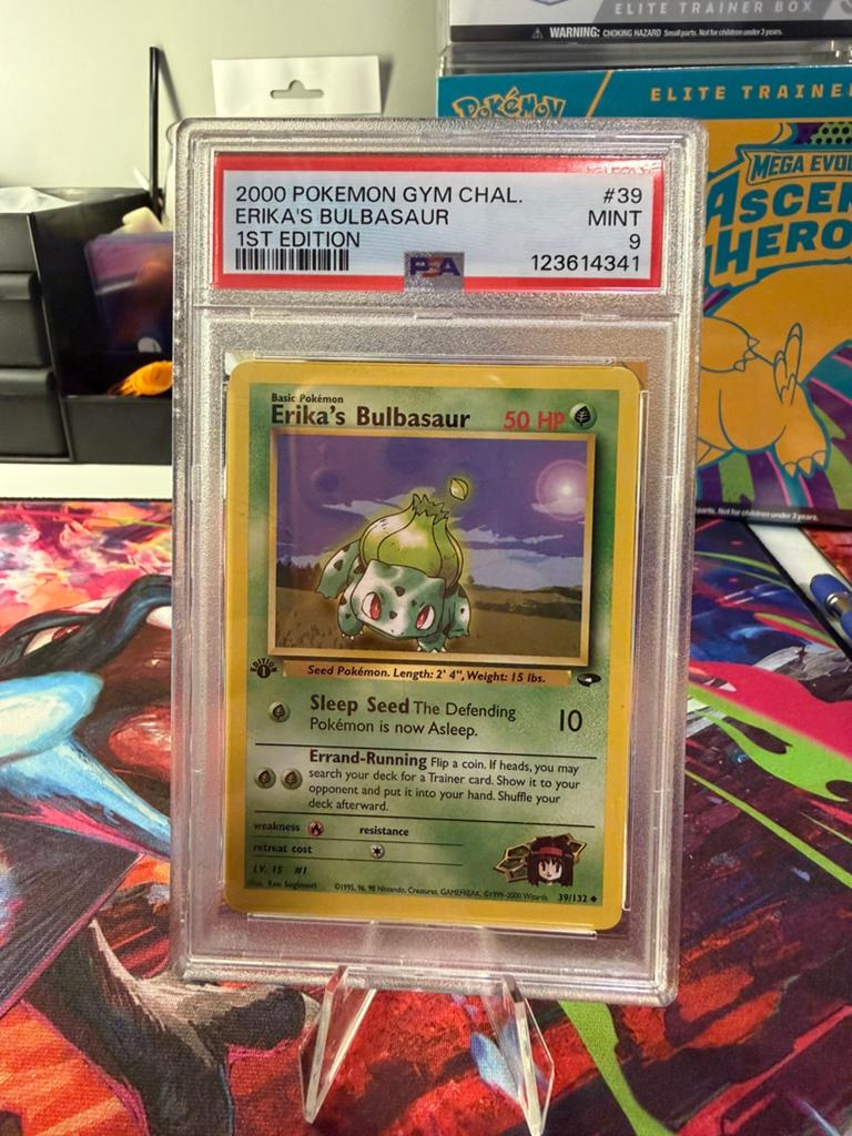 Pokemon kaart erika’s bulbasaur first edition psa 9, Ophalen of Verzenden, Zo goed als nieuw