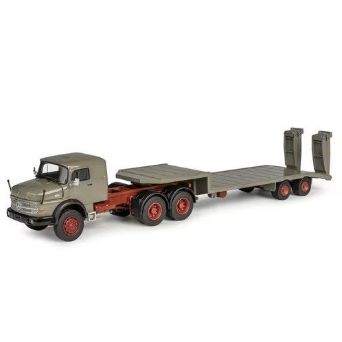 Mercedes Benz LAS 2624 64 trekker met dieplader 1:50, Ophalen of Verzenden, Nieuw, Bus of Vrachtwagen, Brekina