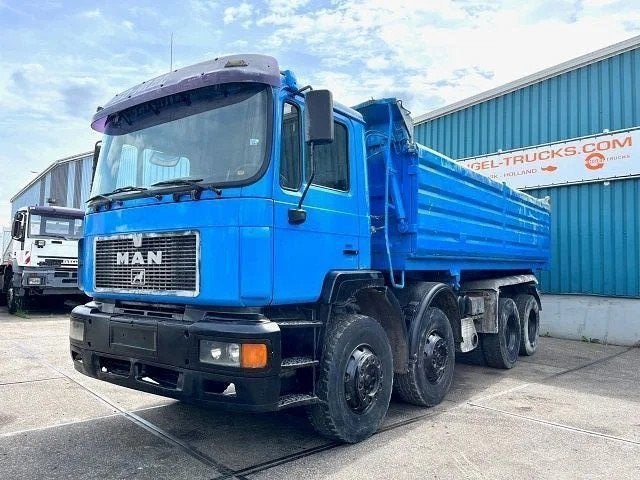 MAN 41.464 F2000 8X4 FULL STEEL KIPPER (EURO 2 / ZF16 MANUAL, Euro 2, Achterwielaandrijving, 462 pk, Blauw