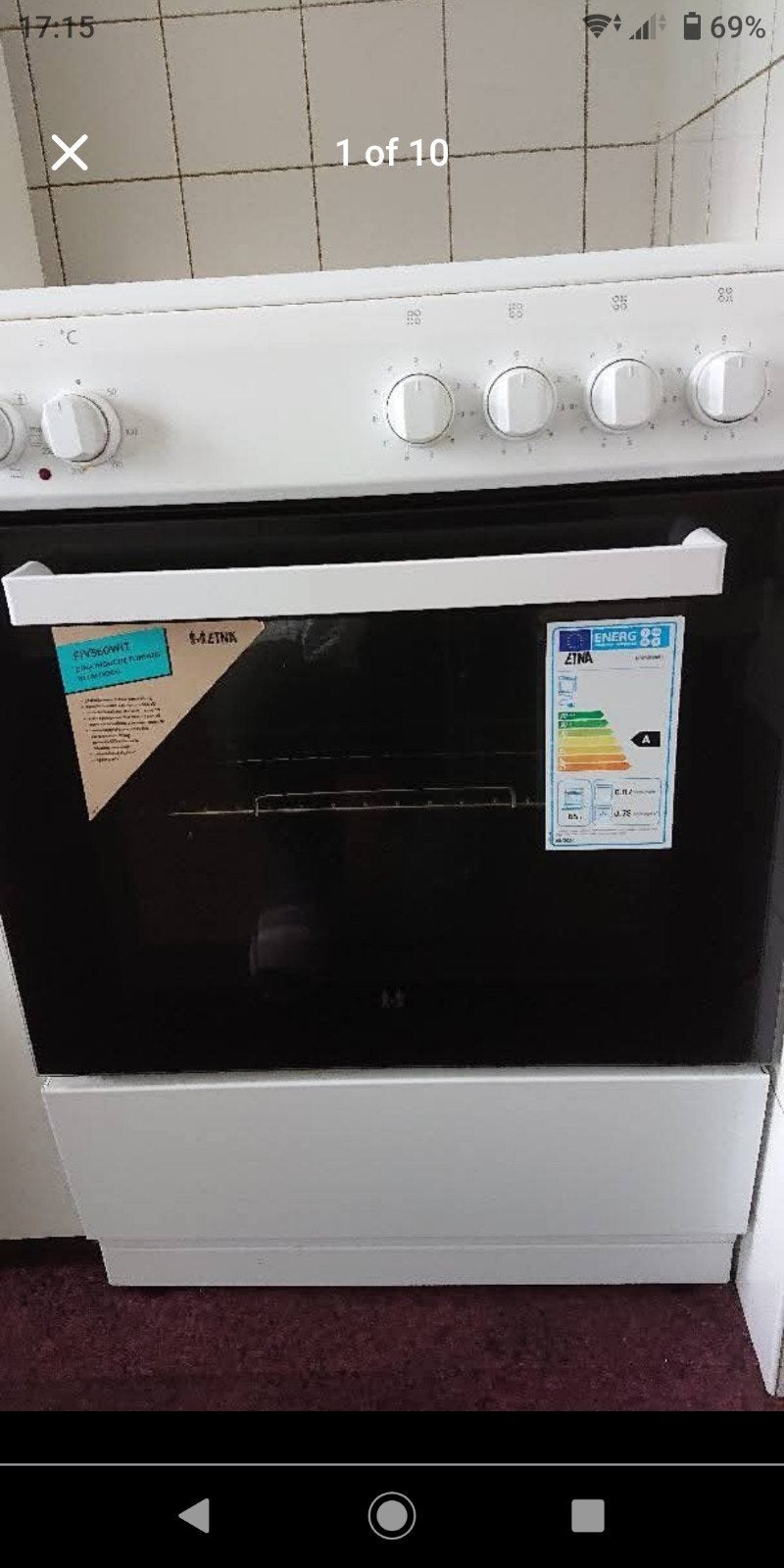 Etna FIV560WIT  vrijstaand inductie fornuis, Ophalen, Gebruikt, 4 kookzones, Vrijstaand