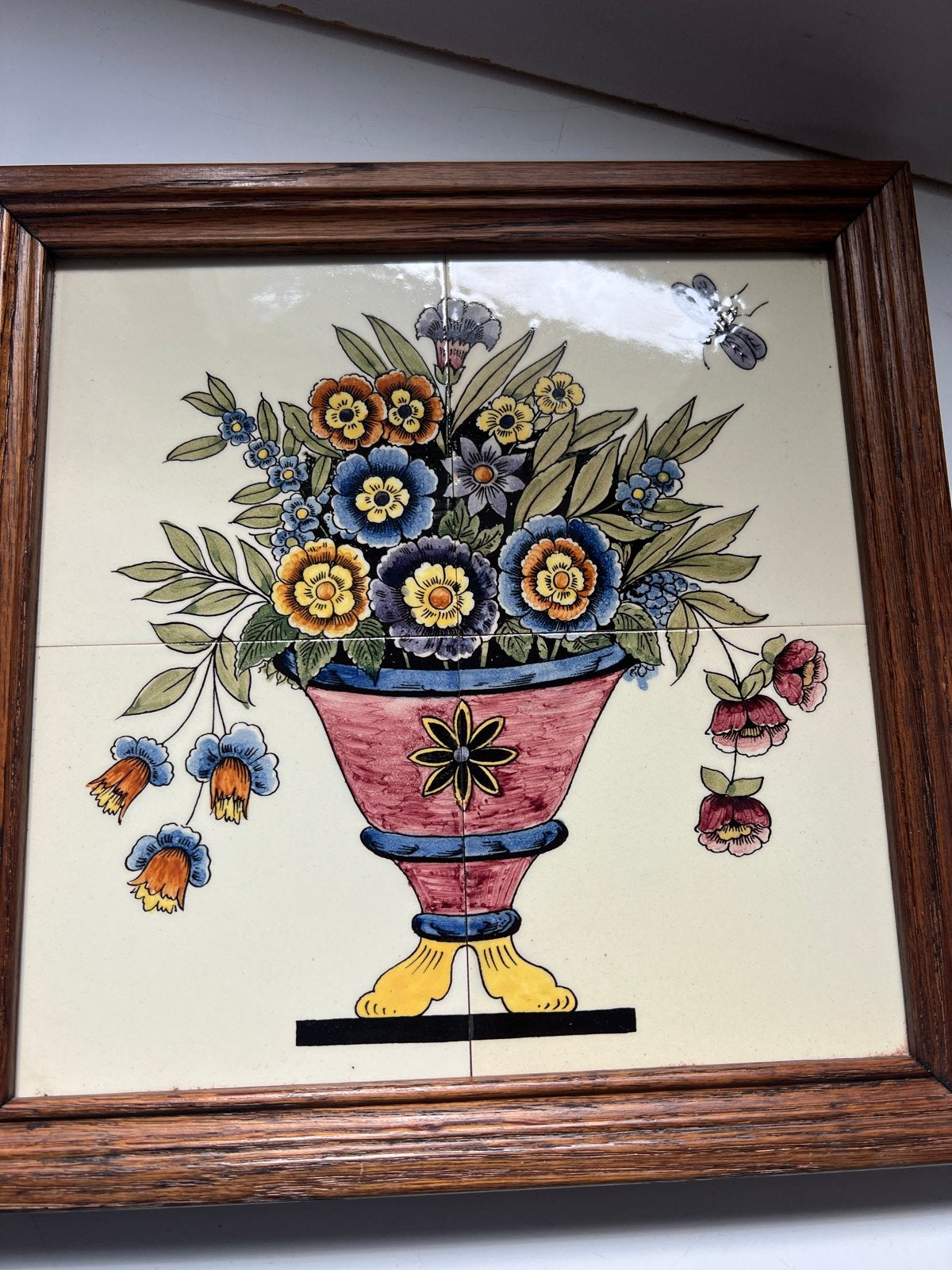 Westraven Tegeltableau - Bloemenvaas met Bij, Antiek en Kunst, Ophalen of Verzenden