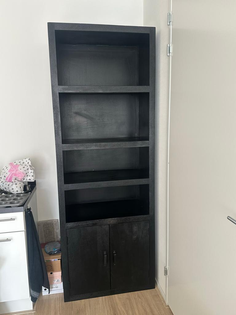 Wandkast Xander Mangohout Zwart, Huis en Inrichting, Kasten | Wandmeubels, Ophalen, Zo goed als nieuw, Minder dan 150 cm, Minder dan 100 cm