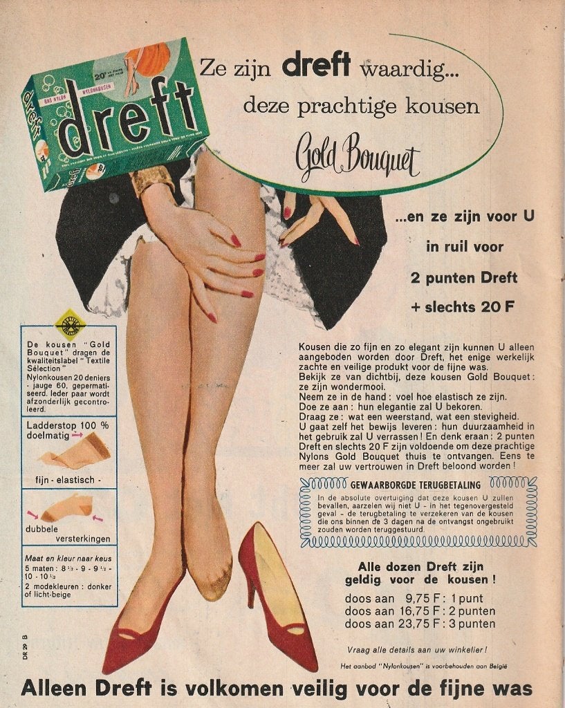Retro reclame 1961 Dreft wasmiddel zuinig op je panty's, Verzenden, Overige typen