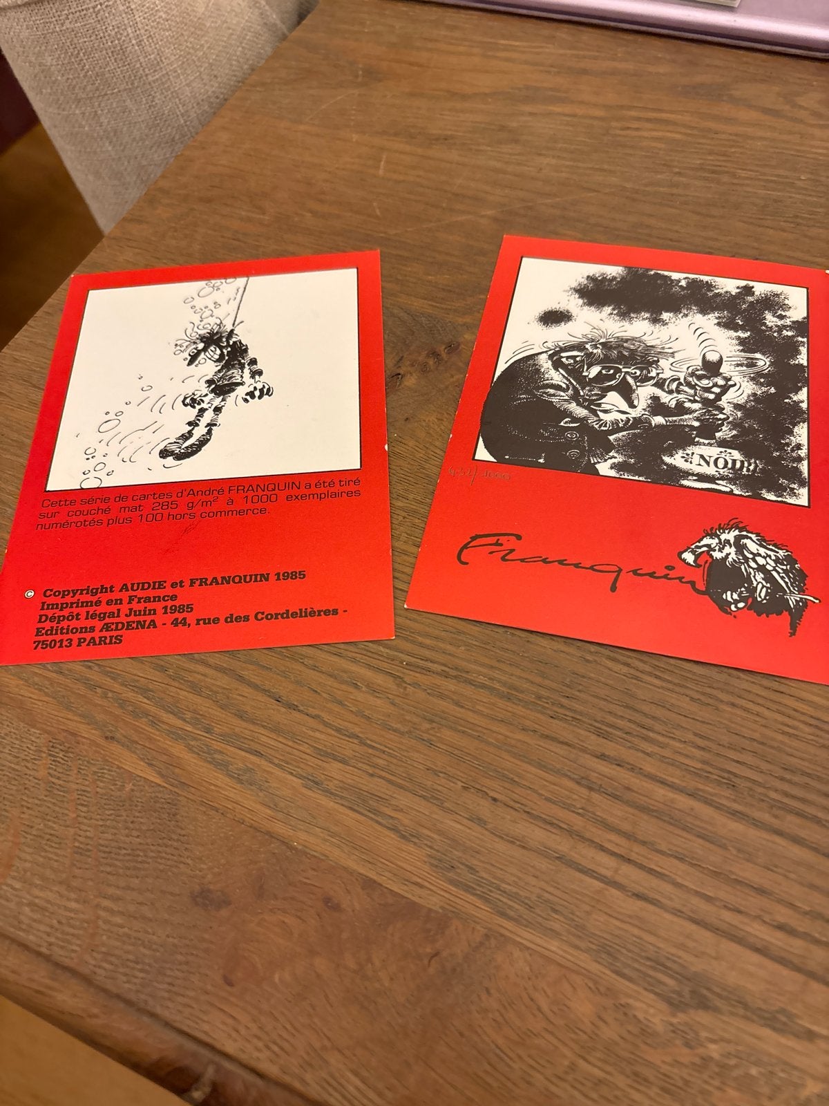Guus Flater Franquin Idées Noires Postkaarten Set (1985), Verzamelen, Ophalen of Verzenden, 1980 tot heden, Ongelopen