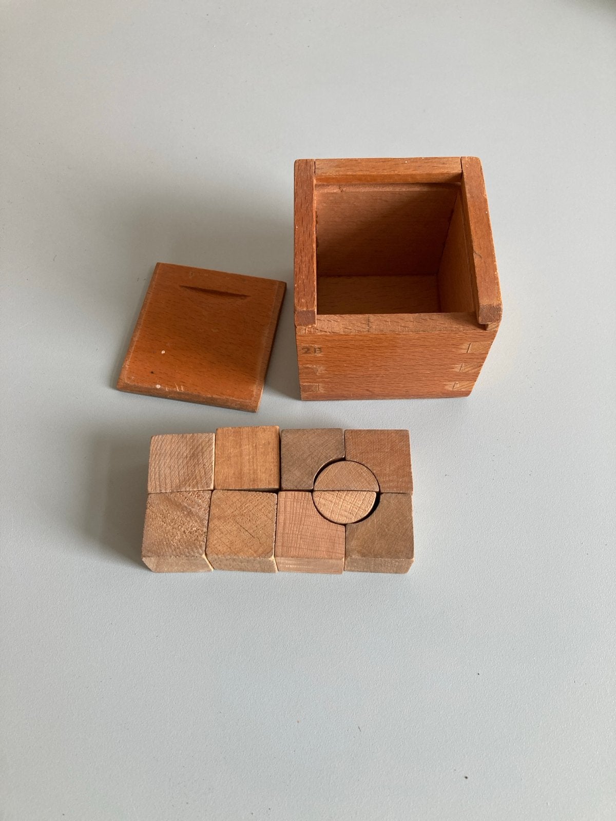 Vintage houten Frobel blokken doosje, Ophalen of Verzenden