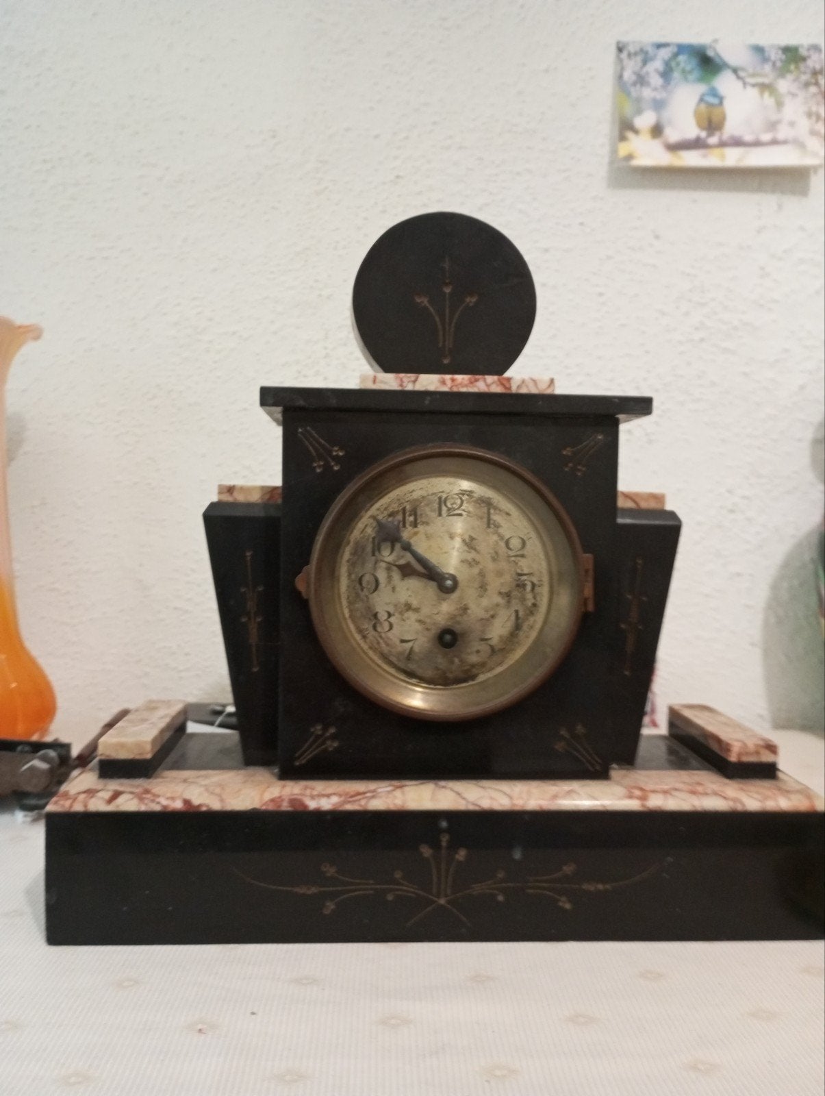 fin de siècle zwart marmer klokje, Antiek en Kunst, Ophalen of Verzenden