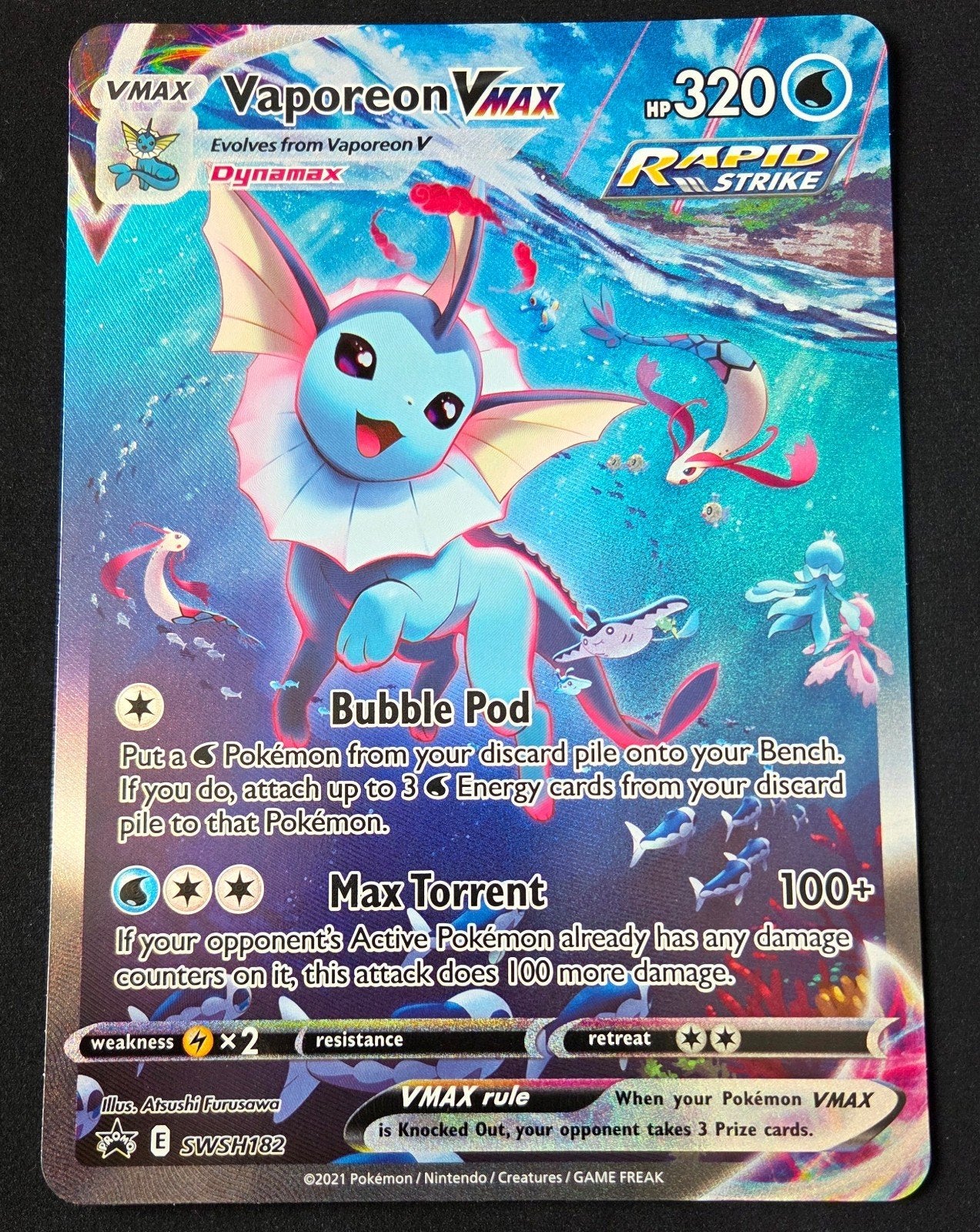 JUMBO KAART! Vaporeon VMAX SWSH182 Pokémon, Ophalen, Nieuw