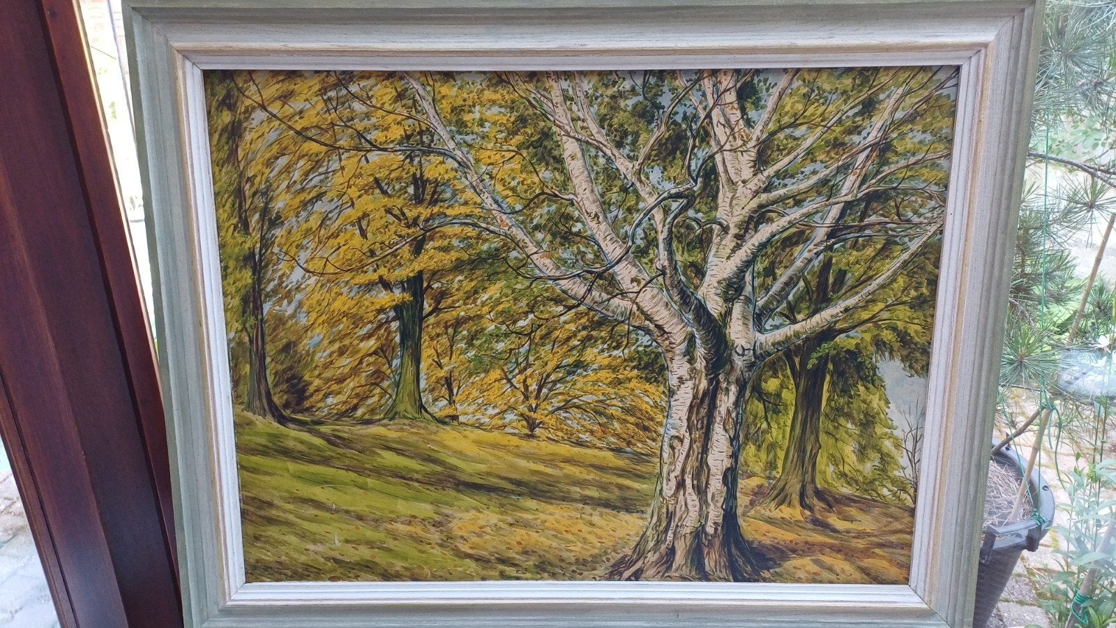 Schilderij van Geusebroek Herfstbos met Grote Boom - 92x72cm, Ophalen