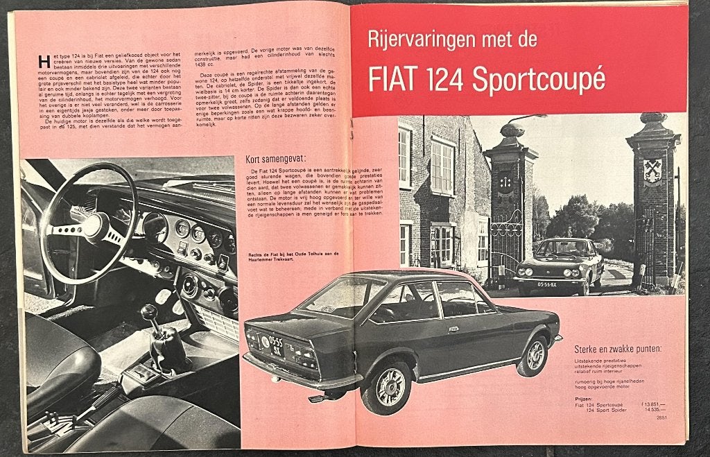 Fiat 124 sportcoupe test in Autokampioen 1971, Gelezen, Ophalen of Verzenden, Autokampioen, Overige merken