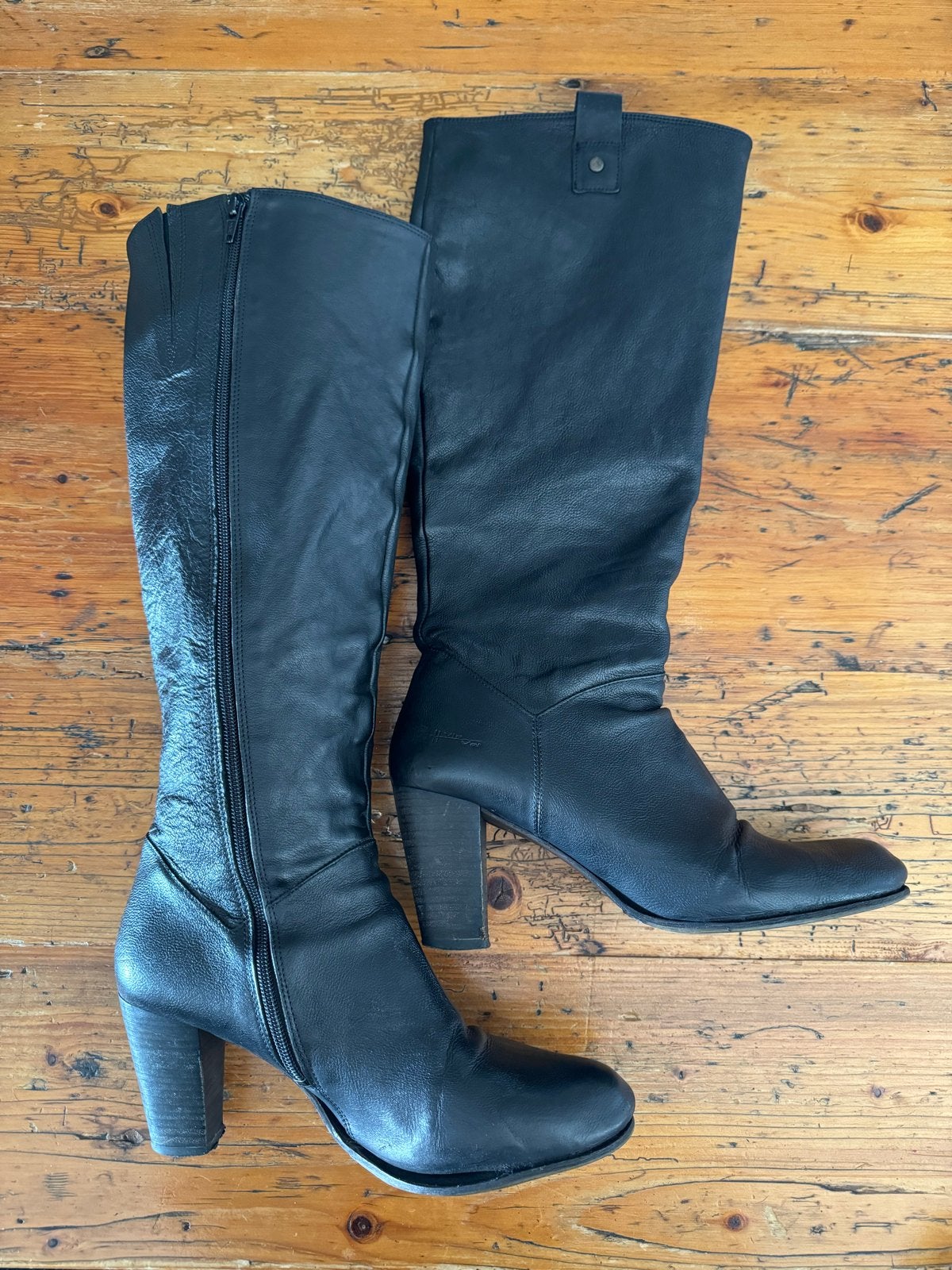 Zwarte hoge leren winterlaarzen van ViaVai, maat 41, Kleding | Dames, Ophalen of Verzenden, Gedragen, Zwart, Hoge laarzen