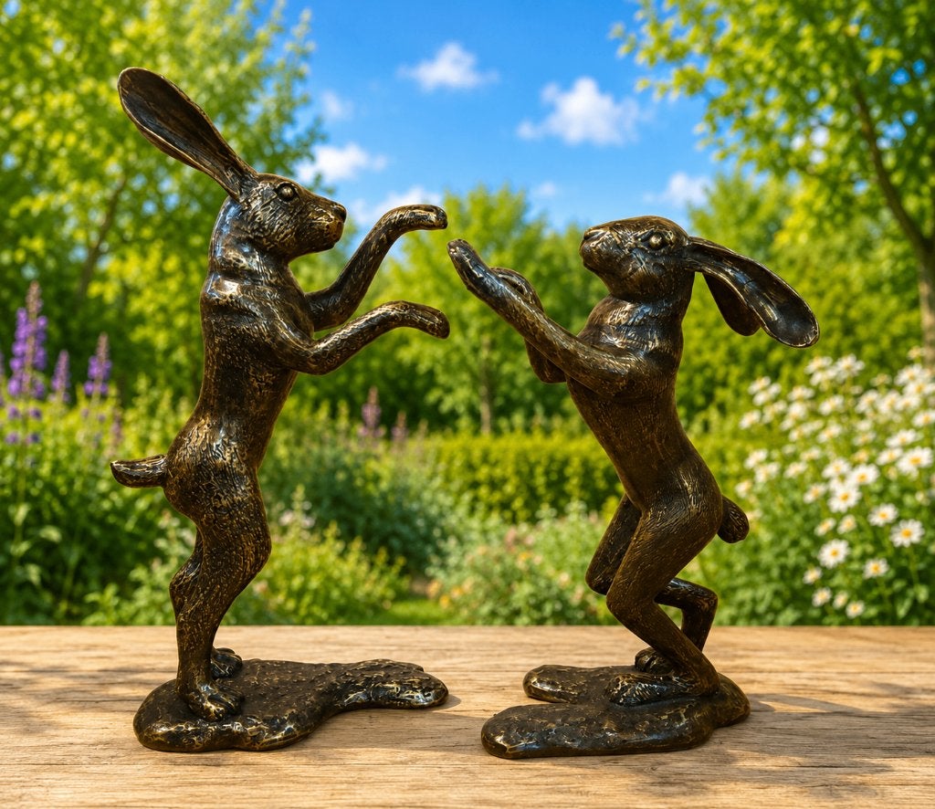 HAZEN / RAMMELAARS / bronzen beeld, Nieuw, Info@huisentuindecoratiemarie.nl, Huis en tuin decoratie marie, Dierenbeeld