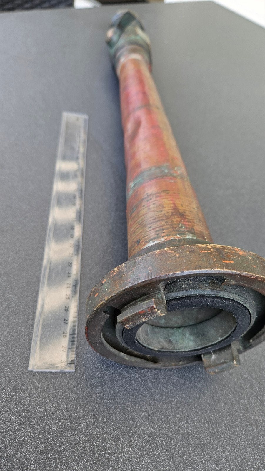 Antieke brandweerspuit (straalpijp) van messing en koper, Ophalen of Verzenden