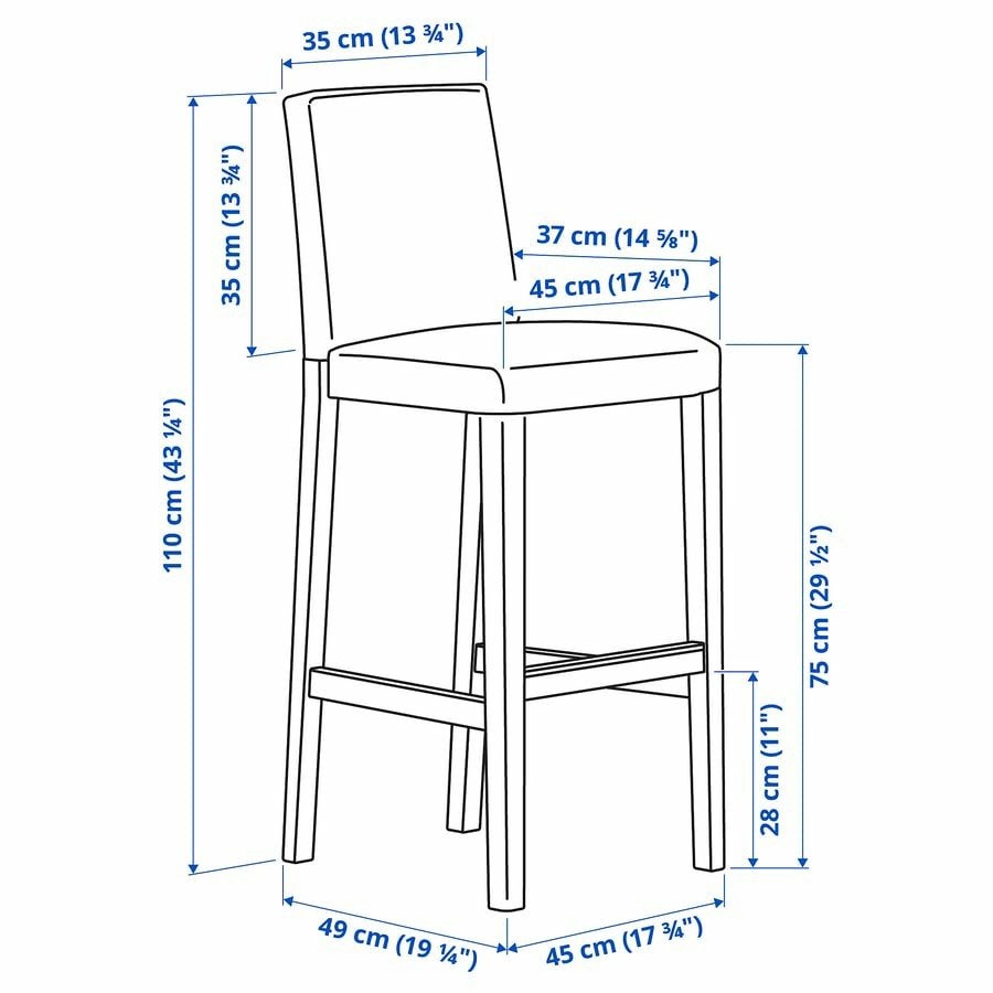 IKEA BERGMUND 2 barkrukken, Ophalen, 60 tot 90 cm, Zo goed als nieuw, Hout