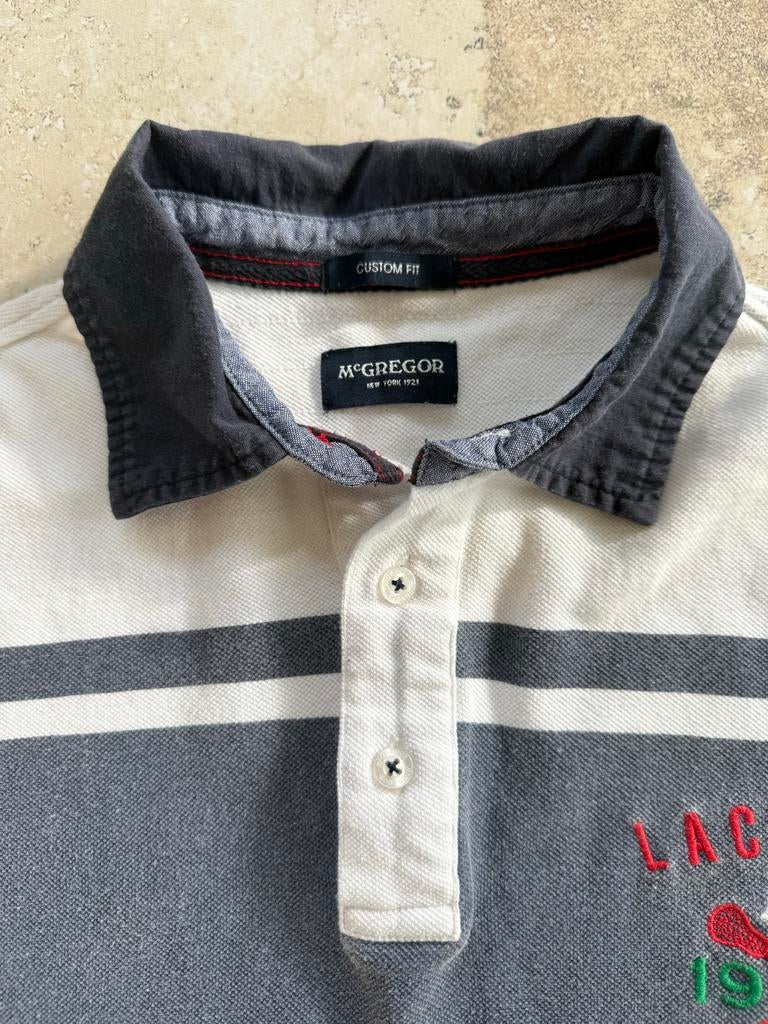 McGregor Lacrosse Polo Shirt - Wit/Grijs gestreept size M, Ophalen of Verzenden, Zo goed als nieuw, Maat 48/50 (M), Wit