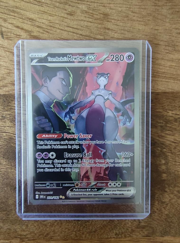 Team Rocket's Mewtwo ex #231 Pokémon kaart, Ophalen of Verzenden, Zo goed als nieuw, Losse kaart, Foil