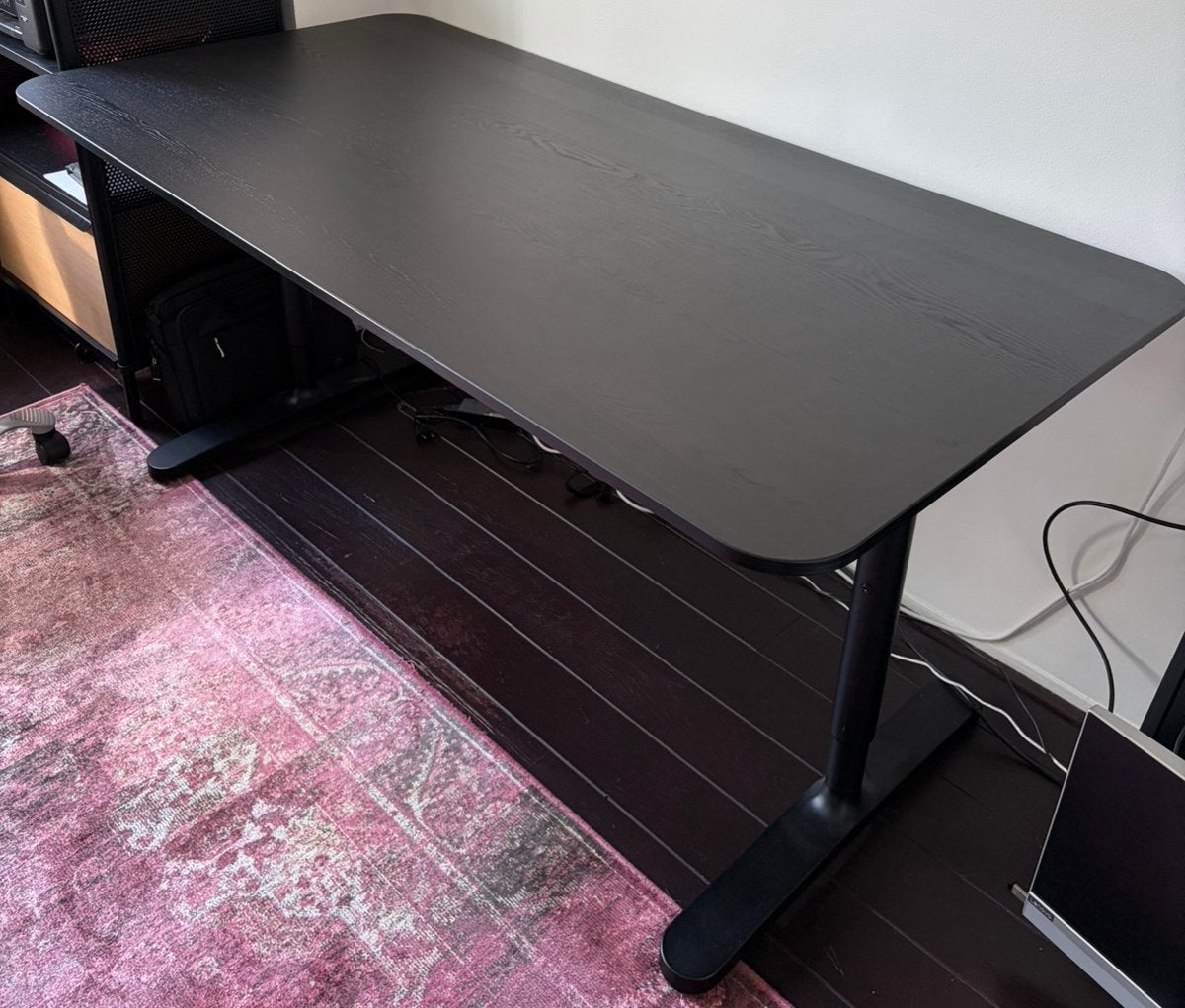 Bureau ikea zwart eiken 160x80, Huis en Inrichting, Bureaus, Ophalen, Zwart, 160 cm, Gebruikt
