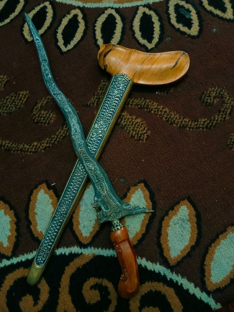 Antieke Keris Naga Siluman 5 Luk Pamor Toya Mambeg SVI00, Verzenden, Overige materialen, Indonesië, Meerkleurig