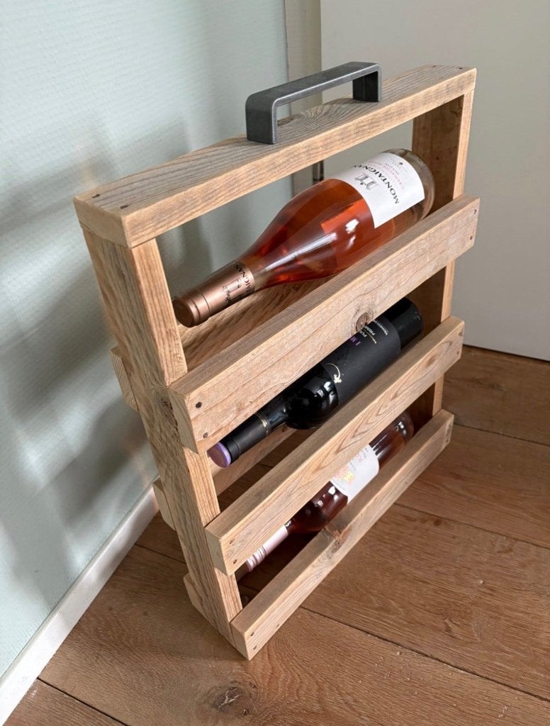 Origineel Houten Wijnrek Wijnladder 3 flessen NIEUW, Ophalen, 50 – 75, Nieuw, Minder dan 5 flessen
