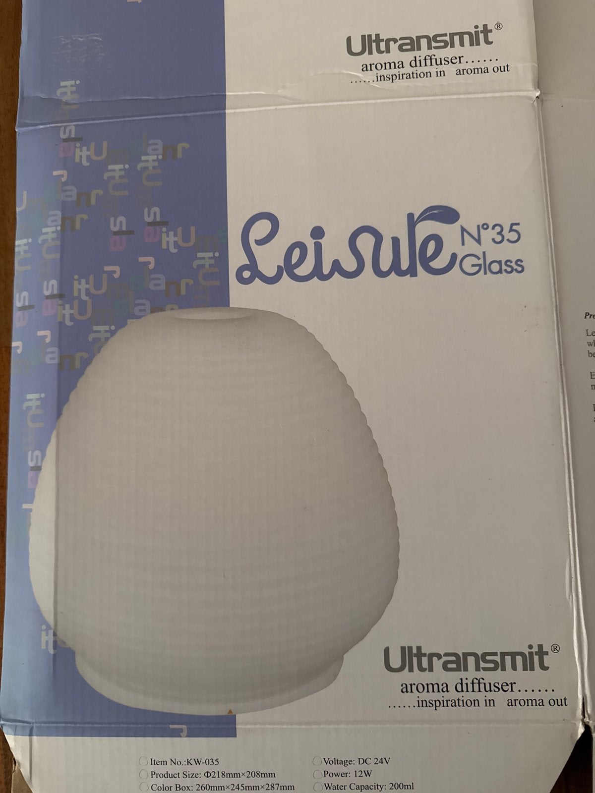 Ultransmit Leisure N35 Glazen Aroma Diffuser, Ophalen, Nieuw