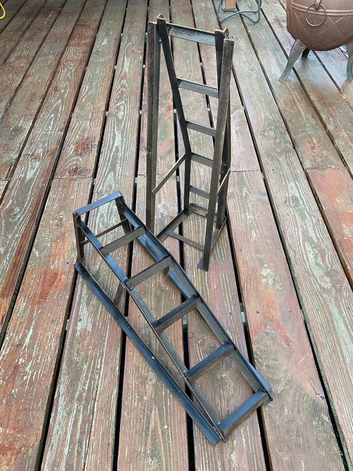 2 roestvrije oprijbokken, Ophalen, Zo goed als nieuw, Hydraulisch, Garagekrik