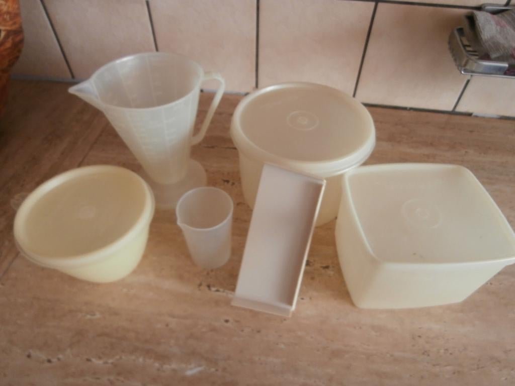 tupperware opbergbakje voorraadbeker voorraadbus maatbeker, Ophalen of Verzenden, Gebruikt, Wit, Bus of Trommel